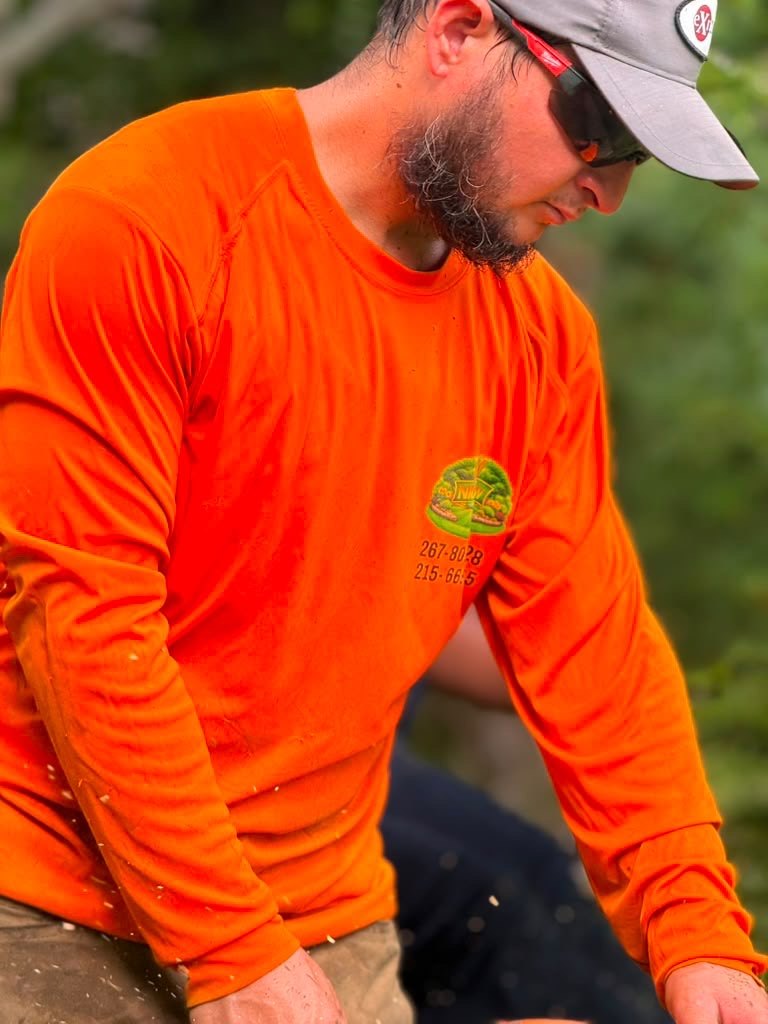 Nice View Landscaping crew member on the job